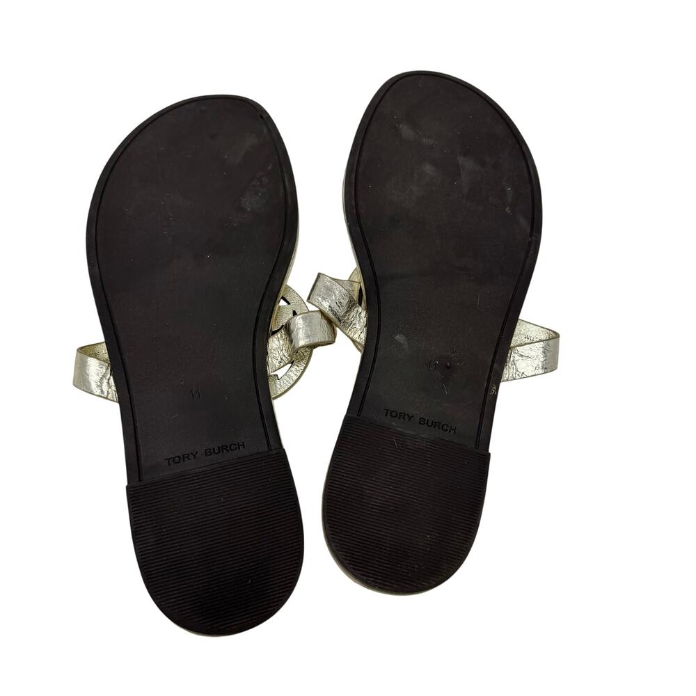 Tory Burch Soft Miller Women’s Sandals Size 11 Gold Metallic Leather Flats - Picture 8 of 8